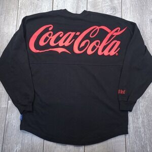 Coca-Cola Spirit Jersey Men Small Black Long Sleeve Puff Print Graphic Tee